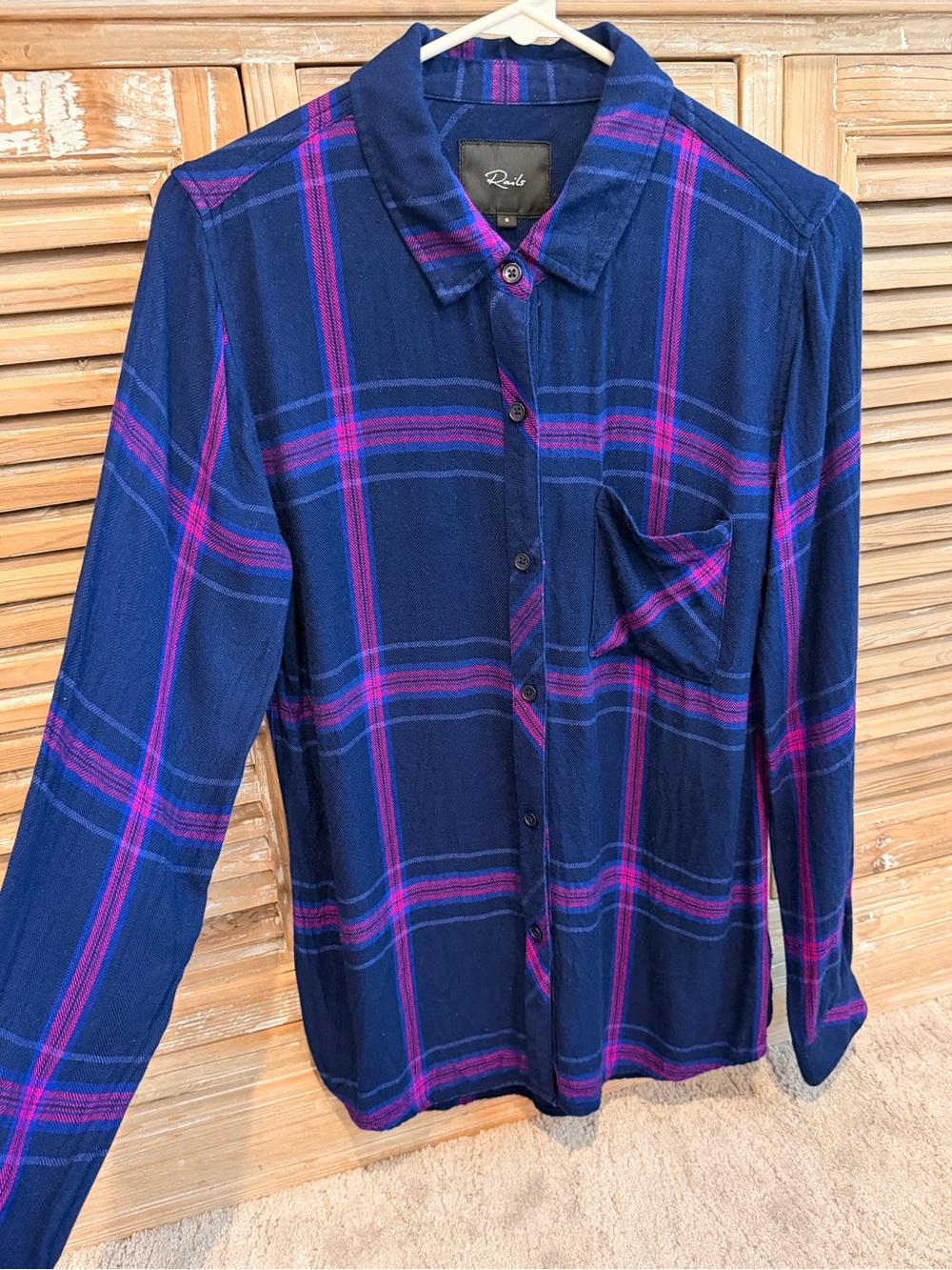 Rails Hunter Plaid Button-Down Shirt in Navy/Ultraviolet (Size Small)